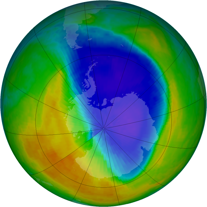 Antarctic ozone map for 13 October 2004